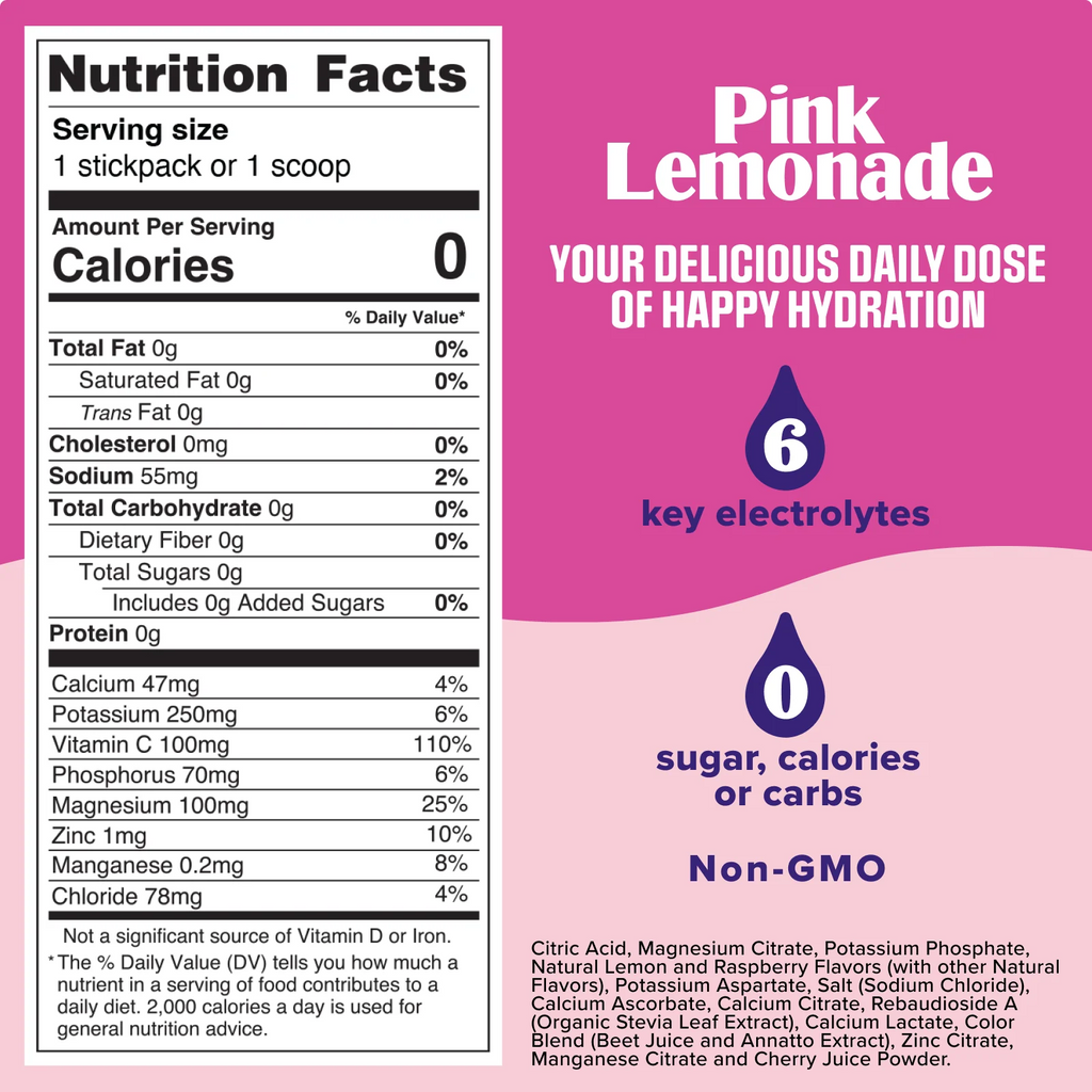 Pink Lemonade Stickpacks 20 Servings